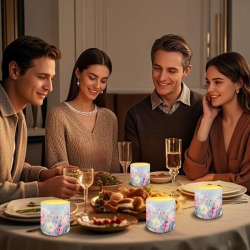 Flameless LED Lights Candles Oil Painting Flower Butterfly Pattern 4 Pieces Battery Powered LED Candles with Remote for Valentine Party Wedding Birthday Party Outdoor - Image 5