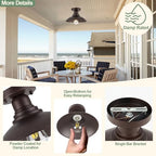 GOLDHILL 10.5" Oil Rubbed Bronze Semi Flush Mount Ceiling Light, Rust-Resistant Powder Coated Metal Barn Fixture for Kitchen, Covered Porch & Patio, Damp Rated - Image 4
