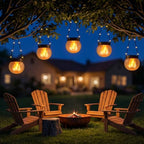 Solar Lights Outdoor Hanging Lantern with Glass Globe, Flame Effect 6-Pack - Image 6