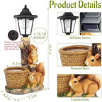 Solar Squirrels Outdoor Statues, Garden Sculpture with Flowerpot & Lantern - Image 3
