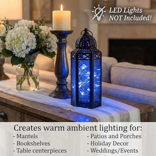 Vela Lanterns Decorative Indoor Moroccan Candle Holder, Cobalt, M, 12-Pack - Image 3