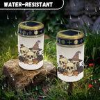 Poceacles Solar Lights Outdoor Grave Candle for Cemetery Decoration Solar Outdoor Lights for Garden Lawn Backyard Pathway Decor, Skull Black Cat Leaf Print, Pack of 2 - Image 6