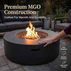 Outdoor Propane Fire Pit Table for Outside Patio, 39 Inch Concrete Fire Pit Table, Round Gas Fire Pit for Garden, Pool, Backyard, 50,000 BTU, Free Lava Rocks, Dark Gray - Image 4