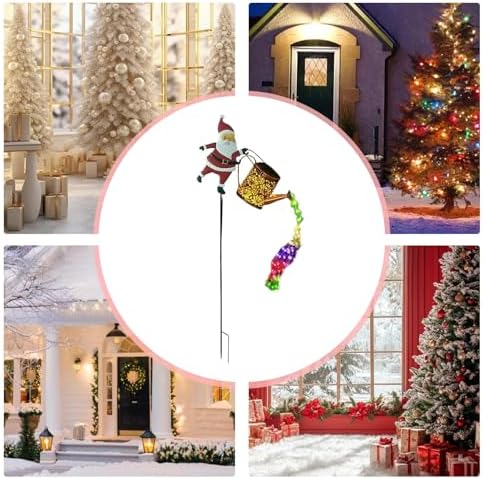 2PCS Christmas Claus Solar Kettle Lights, Santa Solar Watering Can Garden Lawn Decorative Lights, Waterproof Outdoor for Garden, Patio, Christmas Yard Décor - Image 7