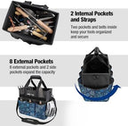 WORKPRO Garden Tool Bag, 10 Pockets and Shoulder Strap, Floral Blue - Image 4