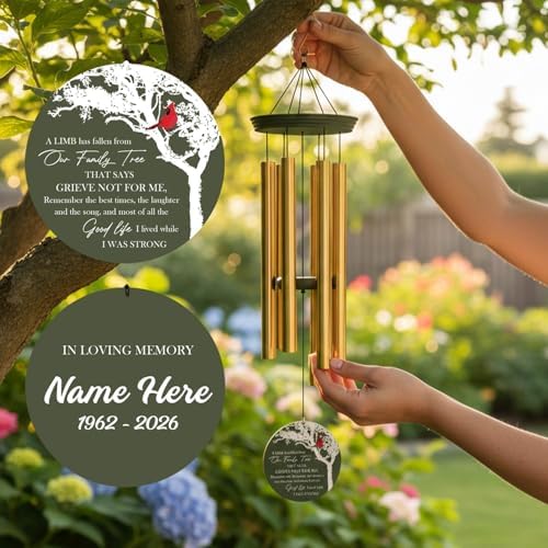 Memorial Wind Chimes, Personalized 30"/36" Cardinal Wind Chime Gifts - Image 4