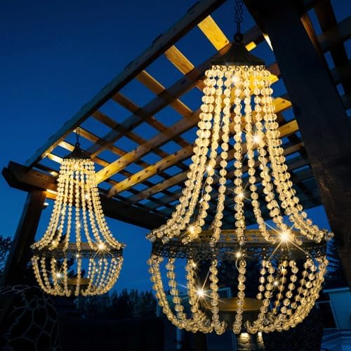 28" Hanging Solar Chandelier Outdoor Waterproof 30 LED Lantern by SUNNYPARK
