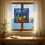 Camping Gnome Delight Stained Glass Suncatcher – Square Hanging Window Panel for Home or Greenhouse – Whimsical Glass Art Gift for Garden Lovers, Christmas, Halloween, Father Days PbwBv7 - Image 6