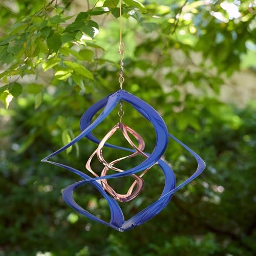 Red Carpet Studios The Original Cosmix Deluxe Helix Wind Spinner, Medium 14-Inch, Double Blue & Copper - Image 2