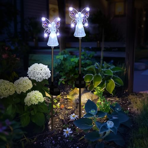 GIGALUMI 2 Pack Angel Solar Lights Outdoor Garden Decor Yard Art - Image 6
