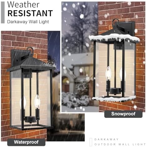 Darkaway Outdoor Wall Lights for House, 17 Inch Tall Exterior Lighting Fixtures Wall Mount Outdoor Porch Lights Outside Sconce Lights with Clear Glass for Patio Hallway Garage E12 Socket - Image 4