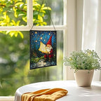 Gnome with Star Map Stained Glass Suncatcher – Square Hanging Window Panel for Home or Greenhouse – Whimsical Glass Art Gift for Garden Lovers, Christmas, Halloween, Father Days 3TxNhD - Image 3