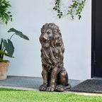 Large Brown Lion Garden Statue, 20.47" Resin Regal Sitting Lion Sculpture for Front Door, Luxury Home Entrance Guardian Decor, Outdoor Animal Figurine, Feng Shui Protection Beast - Image 6