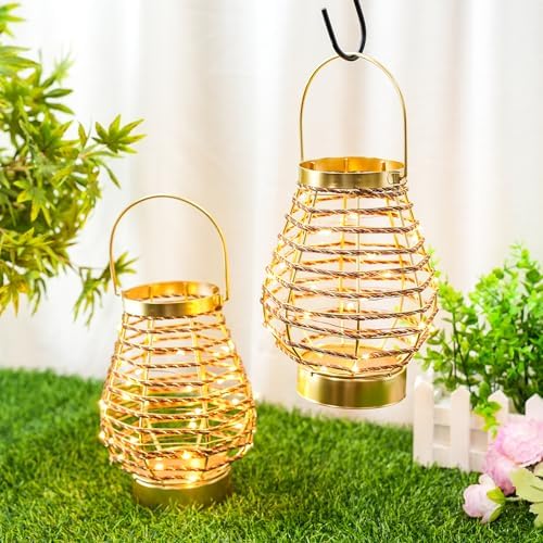 Set of 2 Metal Cordless Table Lamp 8 "H Metal Cage LED Cage Lamp with 6-Hour Timer, Vintage Decorative Fairy Lights Lantern for Indoor/Outdoor Bedrooms Weddings Parties Patio Events - Image 4