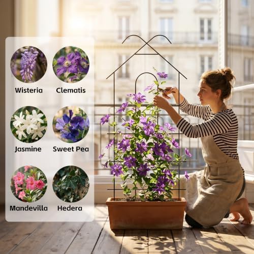 ARIFARO 4 Pack 40" Metal Garden Trellis for Climbing Plants Outdoor - Image 3