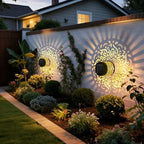 Decorative Solar Mandala Lights Outdoor Waterproof LED Metal Solar Powered Wall Fence Lights for Garden Yard Deck Step Patio Pool Lawn Back Yard Exterior Wall Decorative Lighting(#F,2PCS) - Image 6