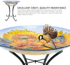 MUMTOP Outdoor Glass Birdbath with Metal Stand for Garden Sunflower Decor - Image 7