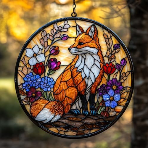 Autumn Floral Fox Acrylic Suncatcher by AVAGAN