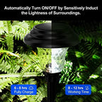 Glass Solar Lights Outdoor waterproof, 4 Pack Super Bright Solar Pathway Lights, Up to 12 Hrs Long Last Auto On/Off Garden Lights Solar Powered, Stainless Steel LED Light For Yard Landscape Cool White - Image 5