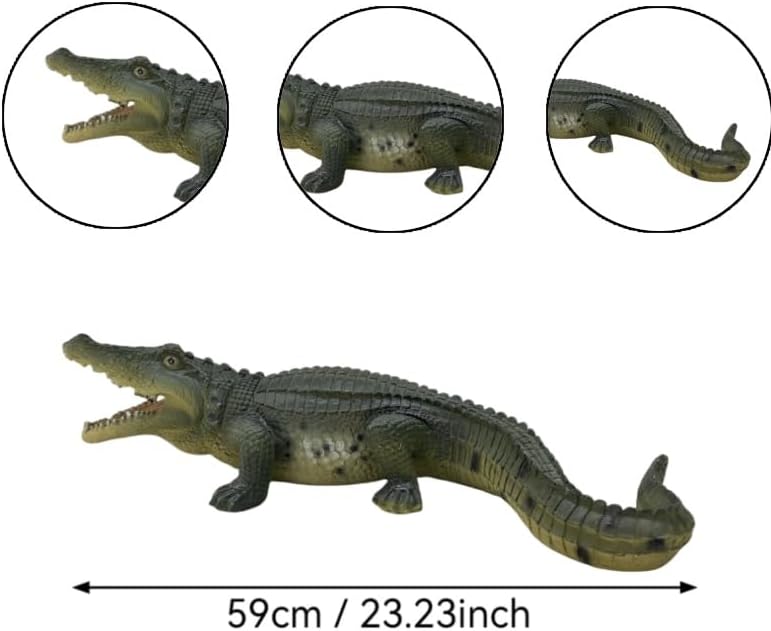 23" Simulated Crocodile Garden Statue, Resin Animal Ornament Outdoor Decor - Image 2