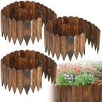 Rustic Pine Wood Garden Fence - 19.8ft Total Length (3pcs 6.6ft L*12in H) Easy to Install Sturdy Wooden Landscape Edging Border, No Fading Planter Fencing for Yard Flower Bed Lawns Pathway Tree by Alphatool