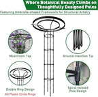 Mushroom Top Trellis for Climbing Plants Outdoor, 4.59FT Decorative Obelisk Plant Support with Rustproof PE-Coated Metal Poles, Rose Trellis for Clematis Ivy, Black - Image 4