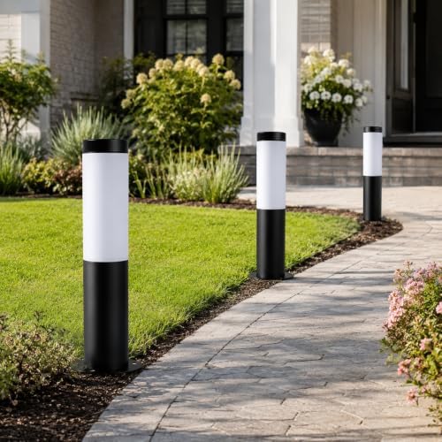 Hardwired Outdoor Bollard Light, Black Stainless Steel Cylinder Lamp - Image 5