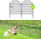 Getlay Tall Garden Fence with Gate, 40 Inch(H) 2 Panels Total Length 4.4 Ft Dog Fences Outdoor for Yard, Black Metal No Dig Fencing for Dogs│Patented by Getlaygardenfence