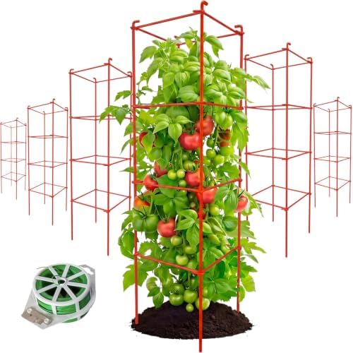 6-Pack 46inch Metal Tomato Cage for Garden Plant Support by ThealynGardens