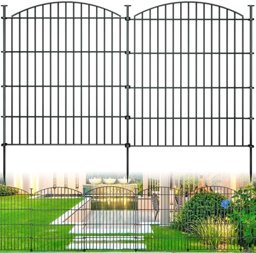 10 Panel No Dig Metal Garden Fence 32"H x 23.6'L Dog Fence Outdoor for Yard by richmen