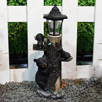 19 Inches Bear Statue Welcome Sign Garden Statue with Solar Lights - Image 2