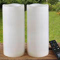 Pack of 2 Large White LED Candles Outdoor 4x10 - Unscented IP65 Waterproof Battery Powered Flameless LED Pillar Candles with Remote and Timer - Battery Operated Flameless Candles Flickering by HomeMost