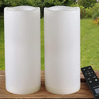 Pack of 2 Large White LED Candles Outdoor 4x10 - Unscented IP65 Waterproof Battery Powered Flameless LED Pillar Candles with Remote and Timer - Battery Operated Flameless Candles Flickering by HomeMost