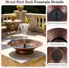 Solar Bird Bath for Outside, Outdoor Metal Bird Bath Fountains - Image 4