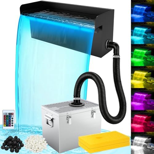 3-Stage Filtration Pond Waterfall Kit with 18 in Stainless Steel Spillway by Vcraze