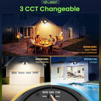 ALUSSO Motion Sensor Outdoor Lights Metal Heads, 30W 3600LM Flood Lights Outdoor 120V, 3 Modes Dusk to Dawn/Auto/On Time, 3000K 4000K 6500K Adjustable, Hardwired Security Light ETL Listed, Black 1PC - Image 4