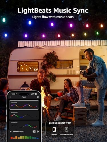 Lepro ZB1 AI Smart Outdoor String Lights, 54(42+12) ft RGB+IC+Warm White - Image 5