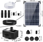 12W Solar Fountain Pump for Water Feature Outdoor DIY, Solar Water Fountain 132 GPH with 9.84FT Power Cable, 6 Spray Nozzles, 3.28FT DIY Tubing for Garden, Pond, Bird Bath - Image 5