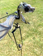 Kinetic Metal Mystical Dragon Yard Stake Wind Spinner Rocker Rocking Whirly-Gig Garden Art, 51" Tall Brown Antiqued Metal, Flying Dragon Yard Art - Image 3