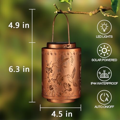 2 Pack Solar Lanterns Outdoor Waterproof Garden Decor Gifts for Women - Image 3