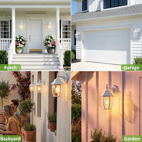 LIT-PaTH Outdoor Wall Light Fixture, Rustproof Aluminum Glass, White - Image 6