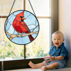 A Cardinal in The Tree Stained Glass Window Hanging Suncatcher Gifts 12" - Image 2