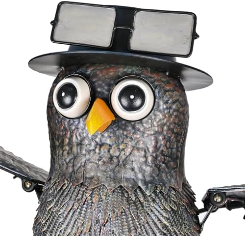 Kinetic Owl Garden Stake 81" Metal Rocker Bird Deterrent - Image 4