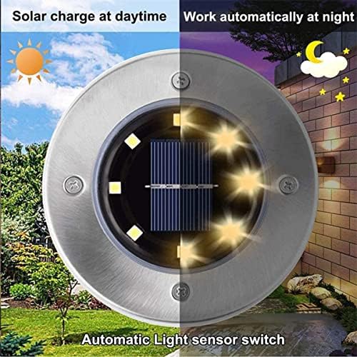 Solar Ground Lights 8 LEDs Disk Light Solar Powered Outdoor Waterproof in-Ground Lights for Pathway, Yard, Deck, Lawn, Patio, Walkway, Warm White Light, 16-Pack - Image 7