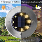 Solar Ground Lights 8 LEDs Disk Light Solar Powered Outdoor Waterproof in-Ground Lights for Pathway, Yard, Deck, Lawn, Patio, Walkway, Warm White Light, 16-Pack - Image 7