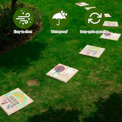 4Pcs Large Stepping Stones Outdoor Garden Walkway, Durable Plastic Pavers for Patio, Pathway, and Landscaping, Weatherproof Stepping Stones with Ground Stakes for Easy Installation (Square Butterfly) - Image 4