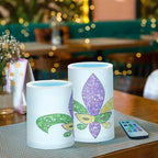 YETTASBIN Mardi Gras Flameless Candles with Remote Control and Timer, Adjustable Brightness Long Lasting Battery Operated LED Pillar Candles for Indoor Outdoor Party Home Decor, 2 Pack - Image 6