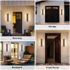 23.6'' Dusk to Dawn Outdoor Sconce Lights Black Exterior Lighting Fixtures - Image 2