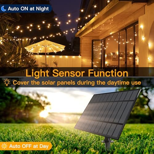 Ollny 2Packs 60FT 25 Bulbs Solar String Lights Waterproof with Remote - Image 5