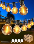Outdoor String Lights Waterproof Patio Lights 200FT with 100+4 Shatterproof G40 LED Edison Outdoor String for Party Backyard Gazebo Pegola Cafe, 2Pack x 100ft by Skeerei